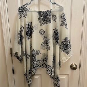 Ann Taylor Cream and Black Floral Blouse